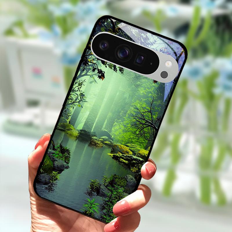 Modische Glas Hülle Für Google Pixel 9 Pro XL Gehärtetes Glas Schwarze Handy Hülle Für Google Pixel 9a Pixel9 Funda Schutz Hüllen