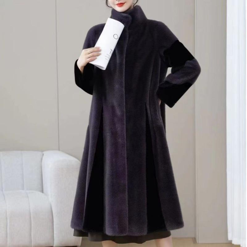 Imitation mink coat women's clothing plus size fashion imitation fur winter thickened imitation mink long stand-up coat