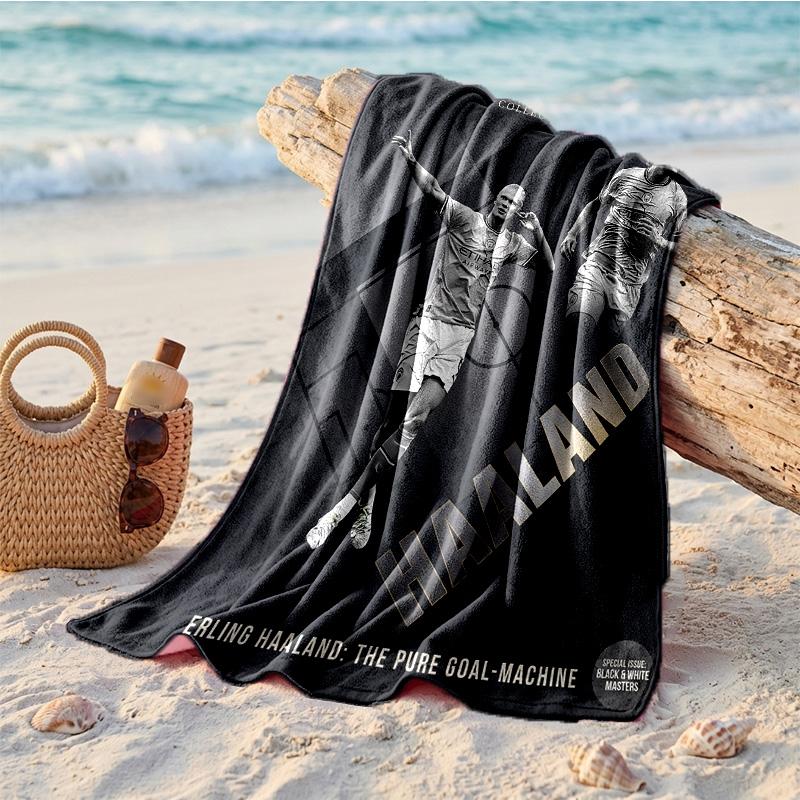 Asciugamano da Spiaggia in Microfibra con Stampa di Erling Haaland Asciugatura Rapida Assorbente Grande Asciugamano per Spiaggia Nuoto Viaggio
