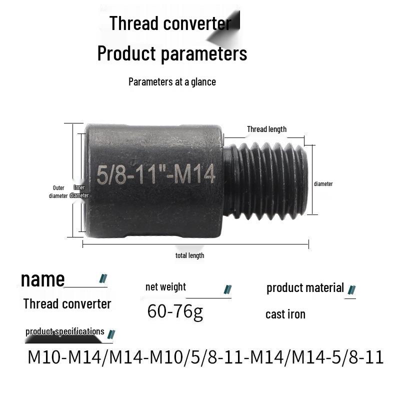 Drill Bit Adapter: M10/M14 To American Thread for Angle Grinder