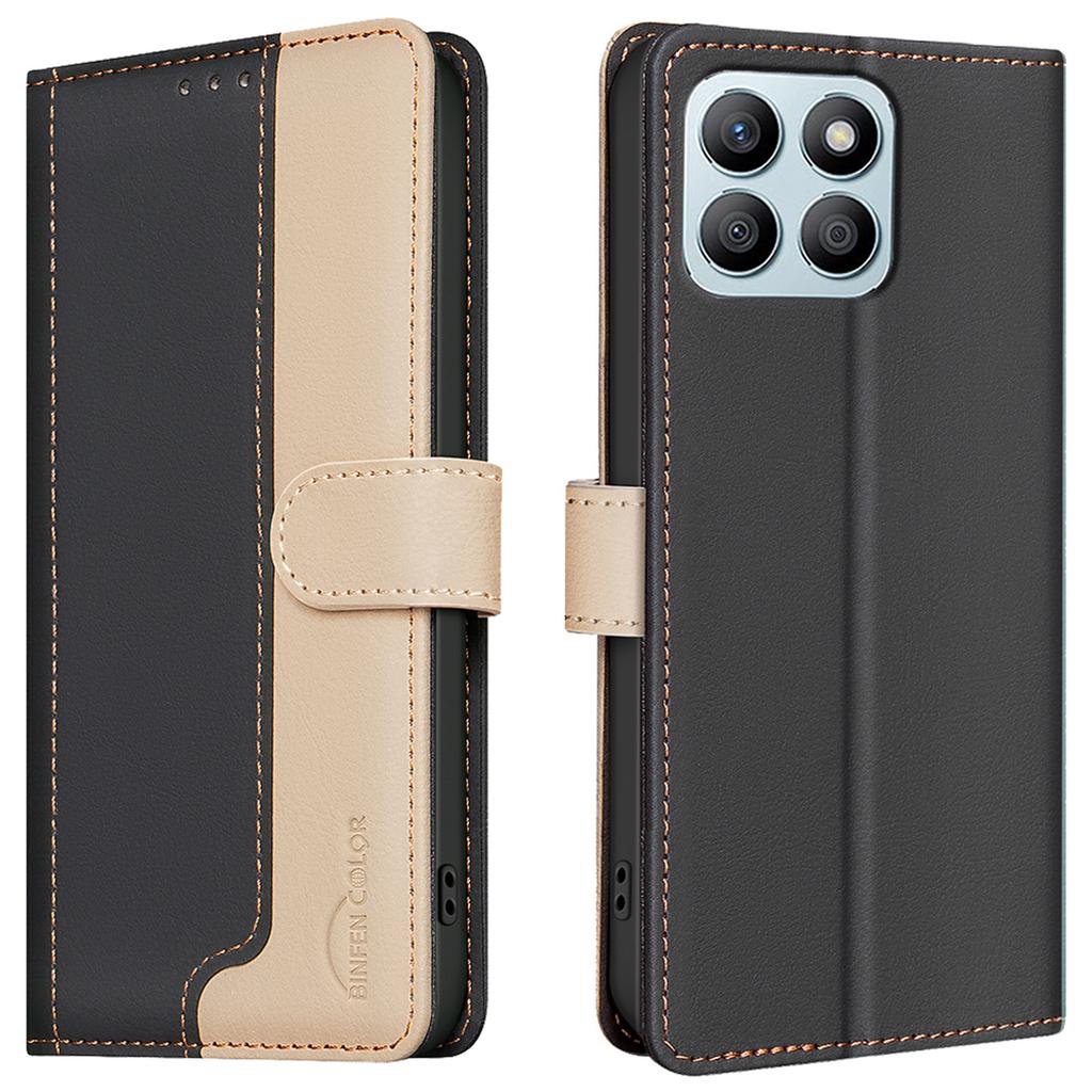 For Honor X8b 4G Leather Case Splicing Color RFID Blocking Phone Cover