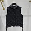 Autumn and Winter New Women's Single-breasted Hooded Rhombus White Duck Down Vest Vest Jacket Vest