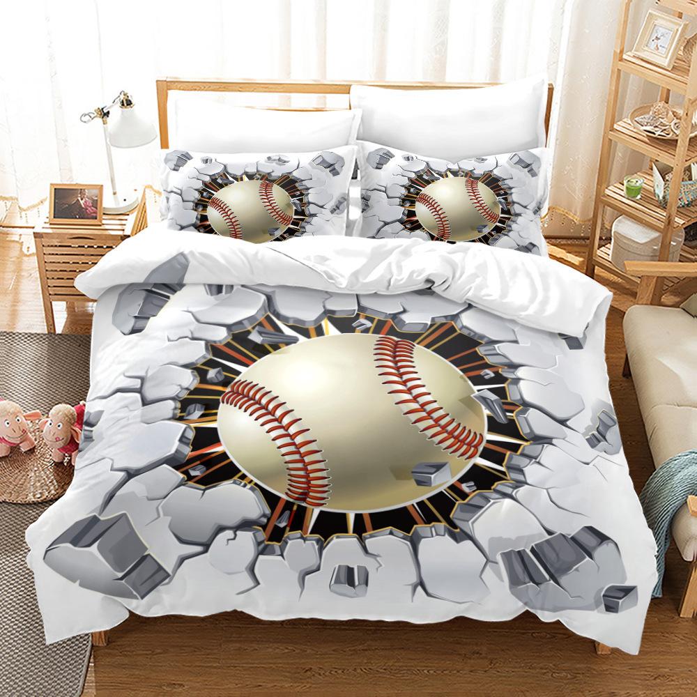 Quilt Cover Bedding Three-Piece 3D Digital Printing Campus Sports Baseball Kit