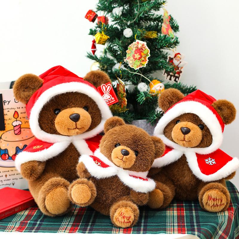 Weihnachts-Teddybär Plüschtier mit Weihnachts-Schal-Design für Kinder und Erwachsene