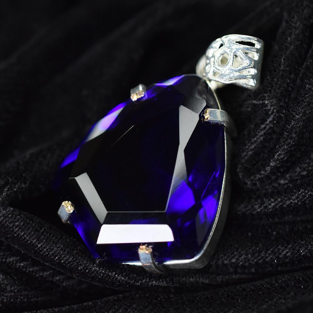 A Grade 63.3 Ct CERTIFIED Tanzanite 925 Sterling Silver Fancy Pendant Jewelry MY-PD-134-NS