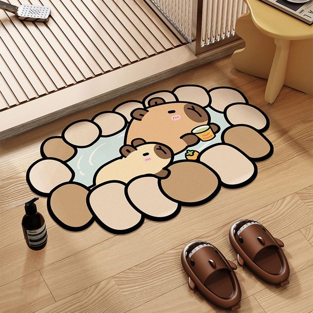 Cute Capybara Bathroom Foot Pad Absorbent Cartoon Doormat Diatom Mud Quick Drying Carpet