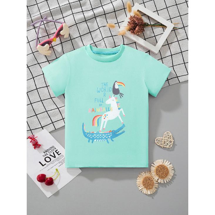 

Летняя детская футболка с коротким рукавом, топы для девочек, футболка с круглым вырезом, детские детские топы с коротким рукавом, милые детские 140cm（8Y）