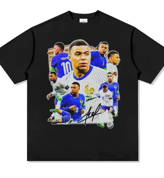 Stars Male And Female Mbappe Printed Short Sleeved Tshirt Casual Loose Cotton Round Neck Brand American Trend Street Tshirt