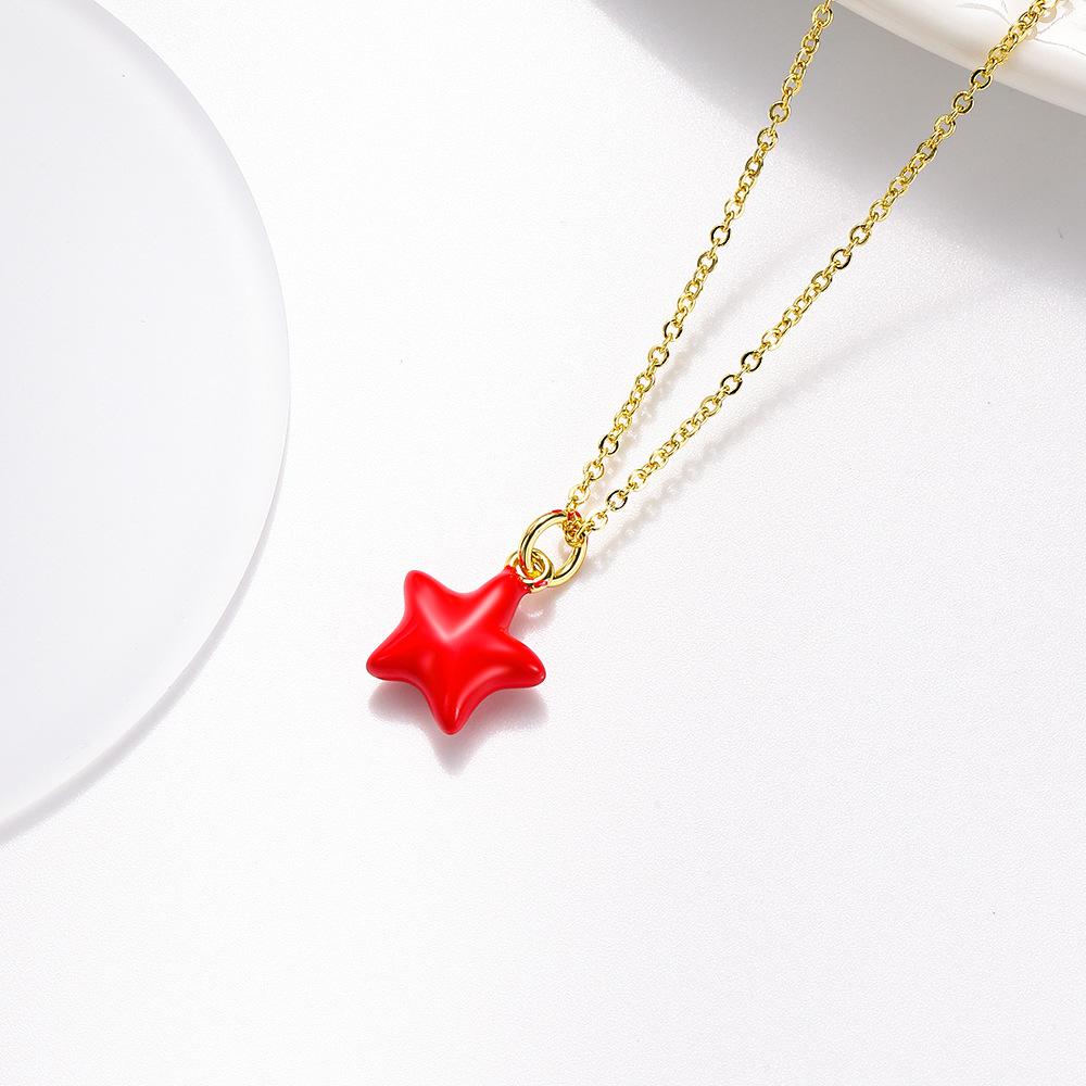 Nische frischer roter Öltropfen Liebe Schmetterling Stern Anhänger Halskette Schmuck DIY Zubehör Anhänger handgefertigte Materialien