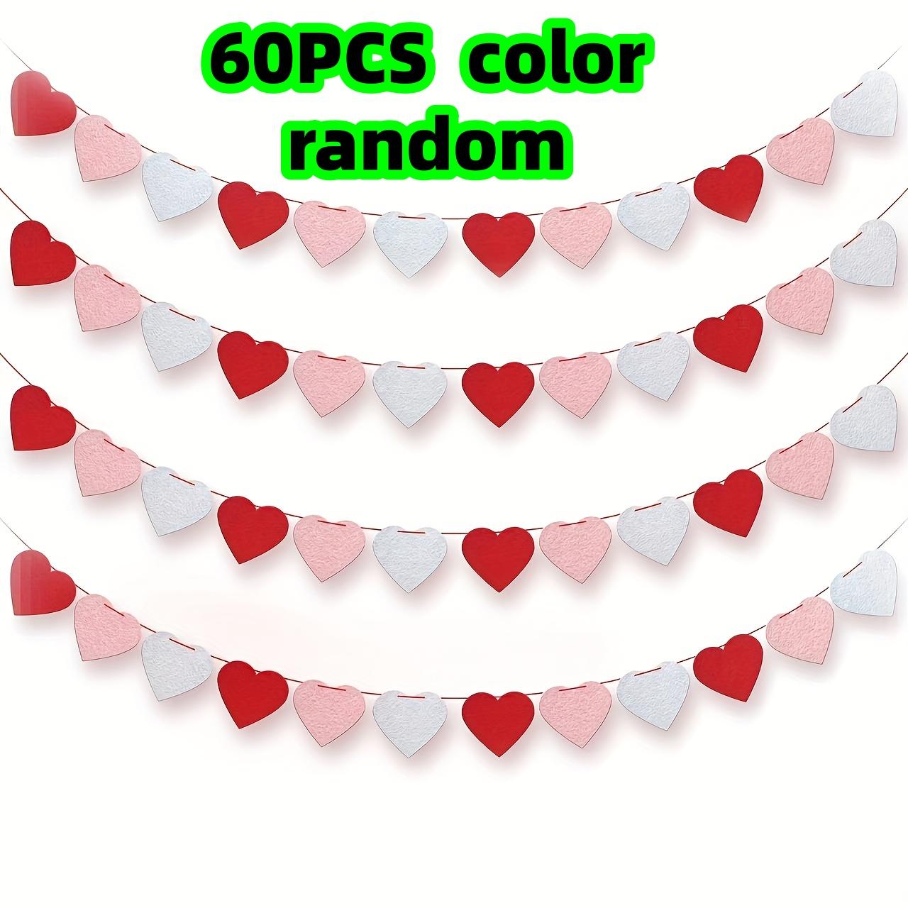

60-Piece Valentine s Day Heart Garland Felt Banner Heart-Shaped Door Curtain Hanging Decoration Wedding Room Decoration Party