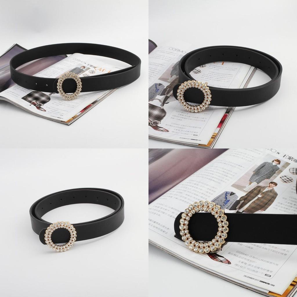 Waist Round Buckle Belt Womens Imitation Leather Material