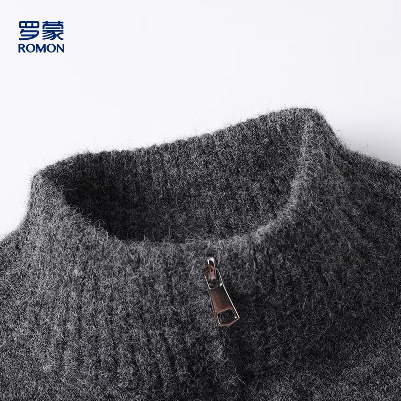 ROMON Men's Wool-Blend Stand Collar Zipper Cardigan