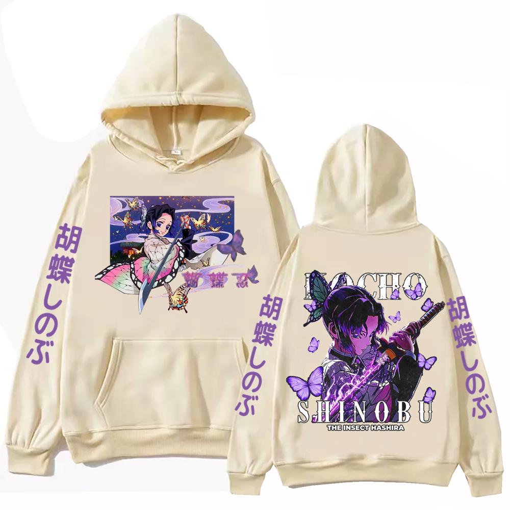 Anime Demon Slayer Kochou Shinobu Hoodie Harajuku Hip Hop Pullover Tops Sweatshirt Gift
