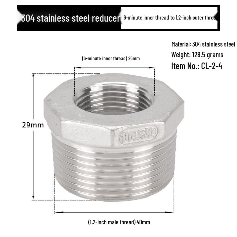 Reductor Buching din Oțel Inoxidabil 304: Reductor de 1,5", 1,2", 1" la 3 minute, 2 minute, 1 minut cu filet exterior și interior