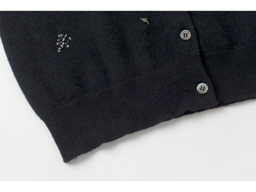 100% Pure Cashmere Loose Sequin-Beaded Sweater Coat - Women's Autumn Long-Sleeve Top