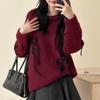 2025 Autumn/Winter Women's Loose Knit Bow Sweater with Round Neck