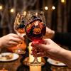 Coppa da Vino Zucca Strega Dipinta a Mano Grande Capacità Vetro Acqua Floreale Acero Decorazione Tavola