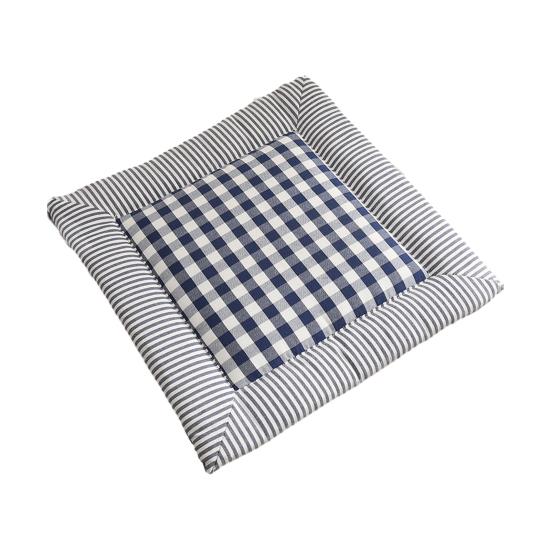 Cotton Linen Seat Pad Square Plaid Chair with Ties, Breathable Cushion, Buffalo for Hard Chairs Check Dining Cushion Home Office Chair, 16 X Inch Soft
