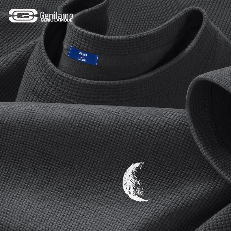 GENIOLAMODE Men s Waffle Knit Loose Fit Short Sleeve T-Shirt XL