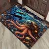 Ocean Life Rug with Octopus and Whale - Ideal for Nautical Themed Rooms | Vibrant Sea Creature Decor Skid resistant carpet