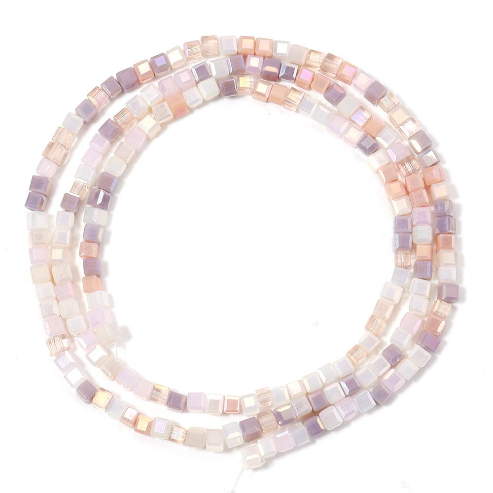 2.5mm Square Faceted Crystal Beads Multicolor Cube Glass Loose Beads For Jewelry Making DIY Crafts Necklace Bracelet Accessories