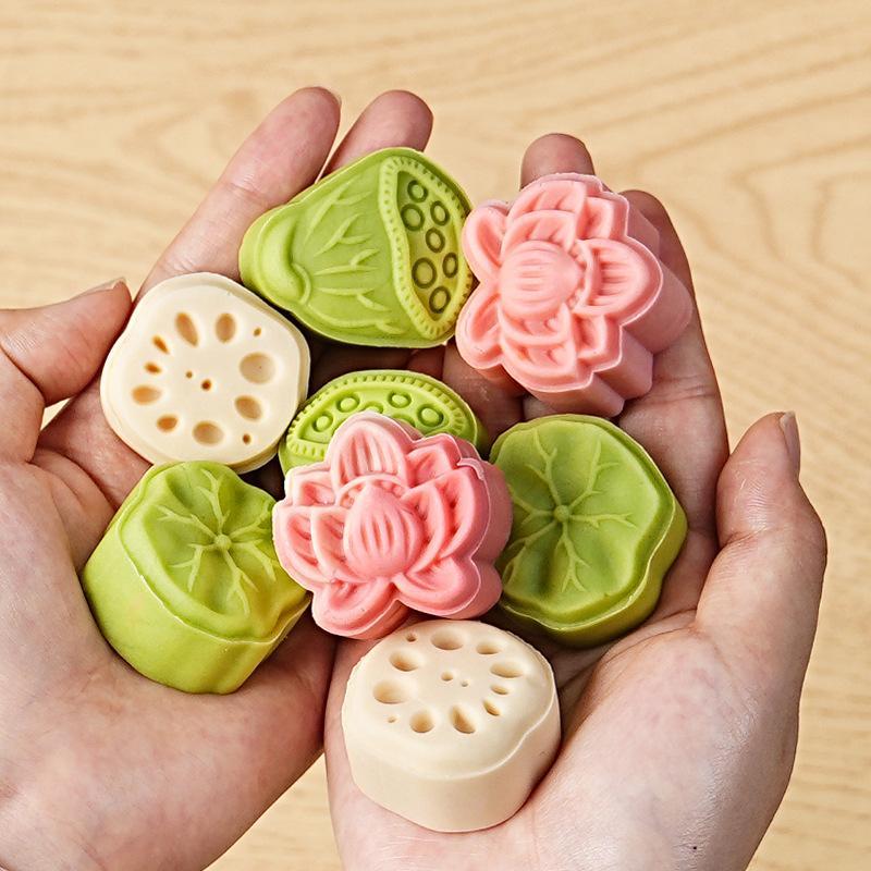 Mid Autumn Festival Mooncake Mold 30G Lotus Leaf Flower Shape Moon Cake Mould Diy Fondant Mung Bean Baking Tools Hand Press Mold