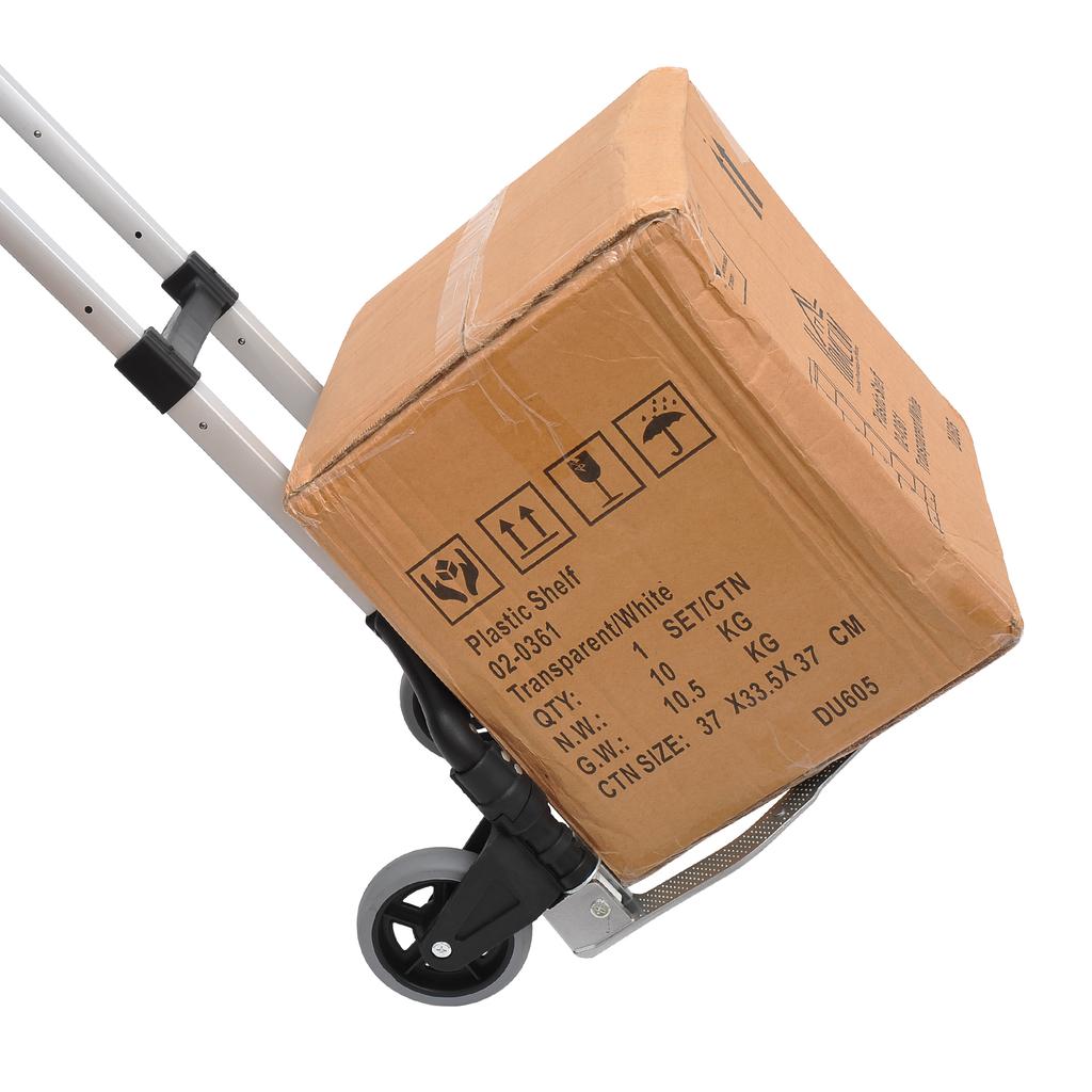 Aluminium Folding Hand Truck Trolley, Heavy Duty Foldable Sack Cart with Adjustable Telescoping Handle, 70KG Load Capacity