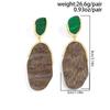 KunJoe Vintage Brown Acrylic Geometric Pendant Earrings for Women Fashion Boho Irregular Oval Drop Earrings Party Jewelry Gifts