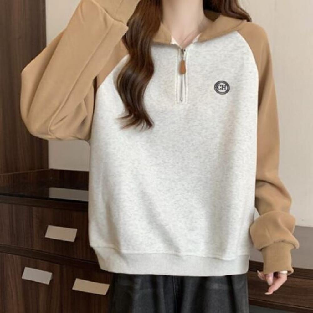 Navava Casual Colorblock Zip Up Long Sleeve Sweatshirt Nt2278