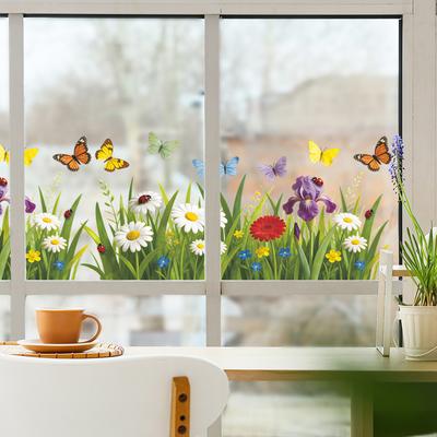 Frühlingsblüten-Traube Schmetterling Außenbalkon Glas-Vitrine Fensteraufkleber