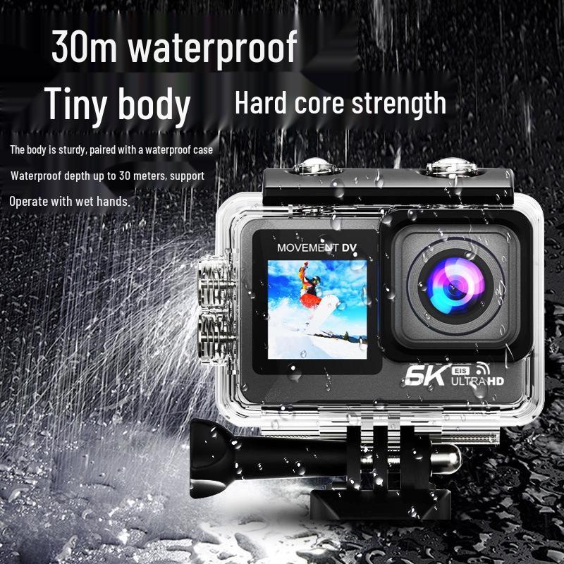6K WiFi Touch Sports Camera with Remote, Underwater & Portable for Cycling & Travel Selfies