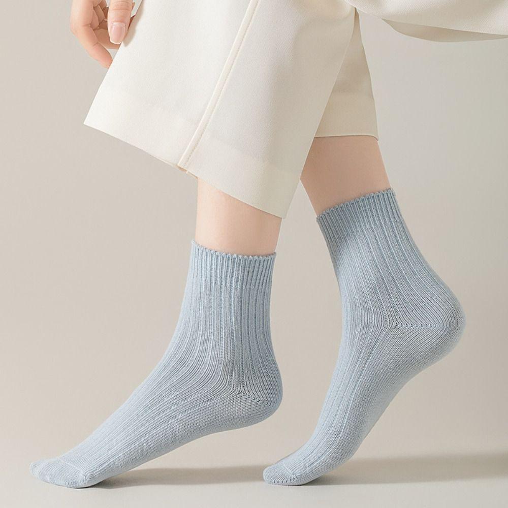 10Pairs Breathable Mid Tube Socks Candy Color Sweet Socks Women Mid-calf Socks  Streetwear