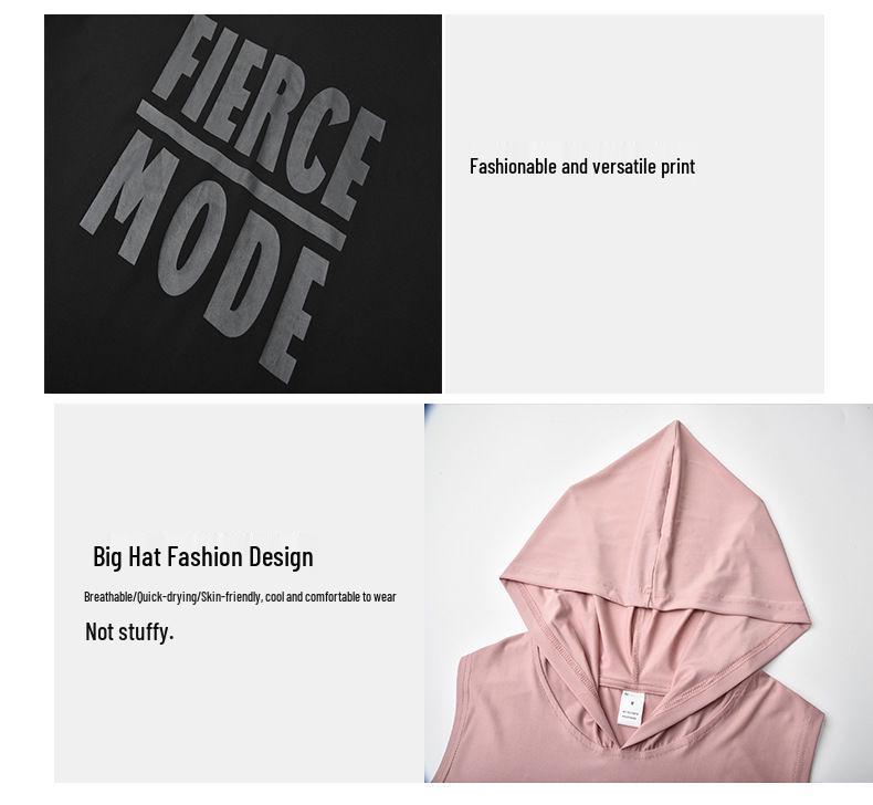 Women's Quick-Dry Sleeveless Hooded Sports Vest for Running & Yoga