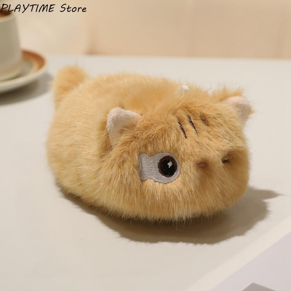 Stuffed Animals Black Cat Plush Keychain Cartoon Round Orange Cat Dolls Pendants Fluffy 16Cm Grey Cat Plush Dolls Baby Gifts