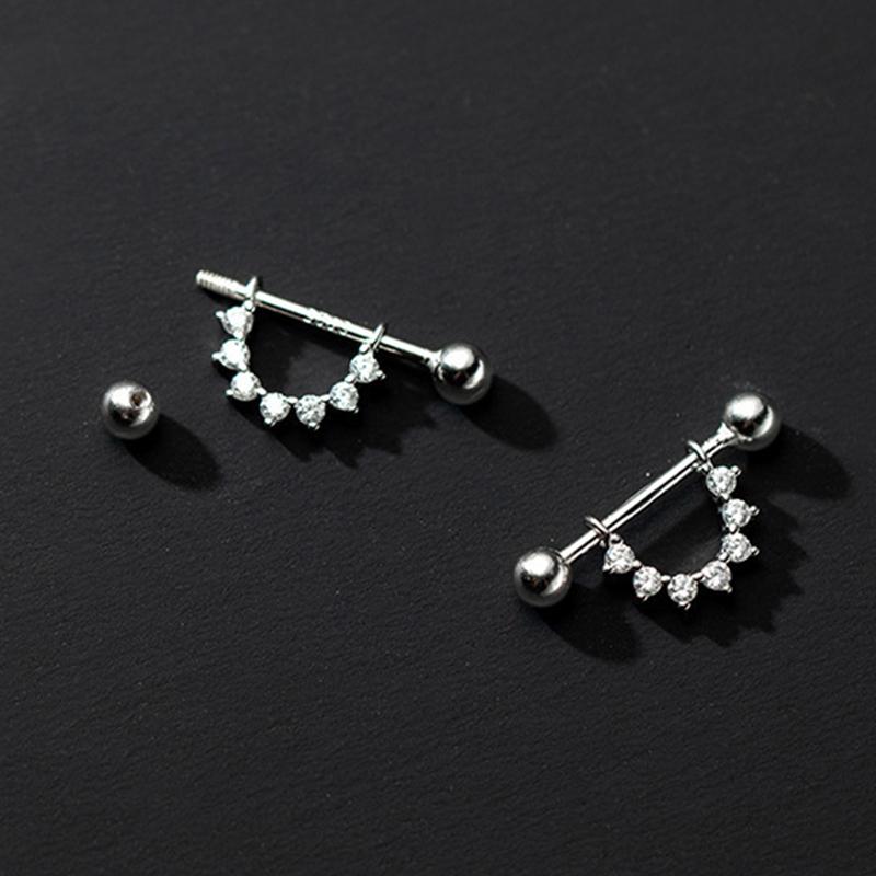 1Pair Semicircular Triangle Geometric Hoop Earrings Helix Cartilage Piercing Ear Studs Women Party Jewelry