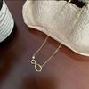 18K Gold Plated Sterling Silver Infinity Pendant Necklace for Women - Elegant Niche Design Clavicle Chain