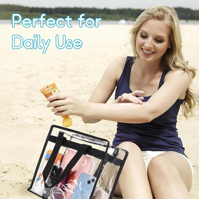 1/2pcs Clear Tote Bags with Zipper, Large Capacity Transparent Shoulder Bag, Waterproof Multipurpose Totes for Daily Use