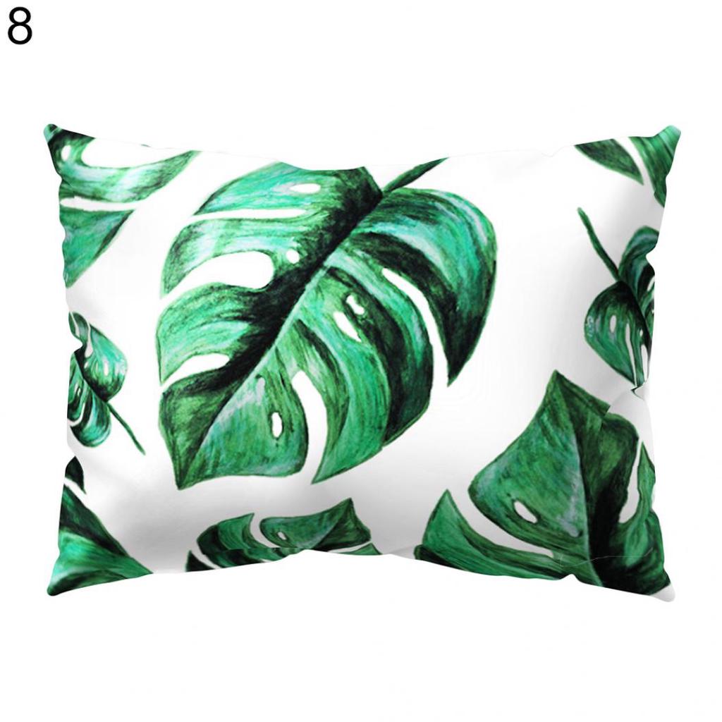 Tropical Green Leaves Rectangle Pillow Case Cushion Cover Sofa Home Decoration