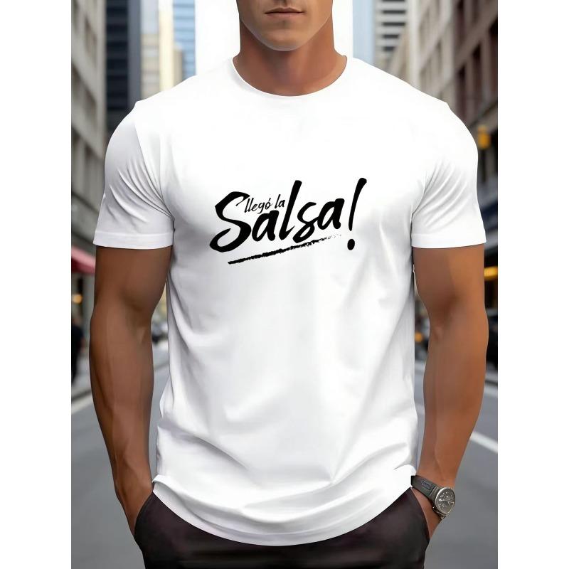 "¡Llegó La Salsa!" Salsa Dance T-Shirt - Spanish Latin Font Print Crew Neck Short Sleeve Tee Suitable for Dance Parties, Casual Wear & Gifts