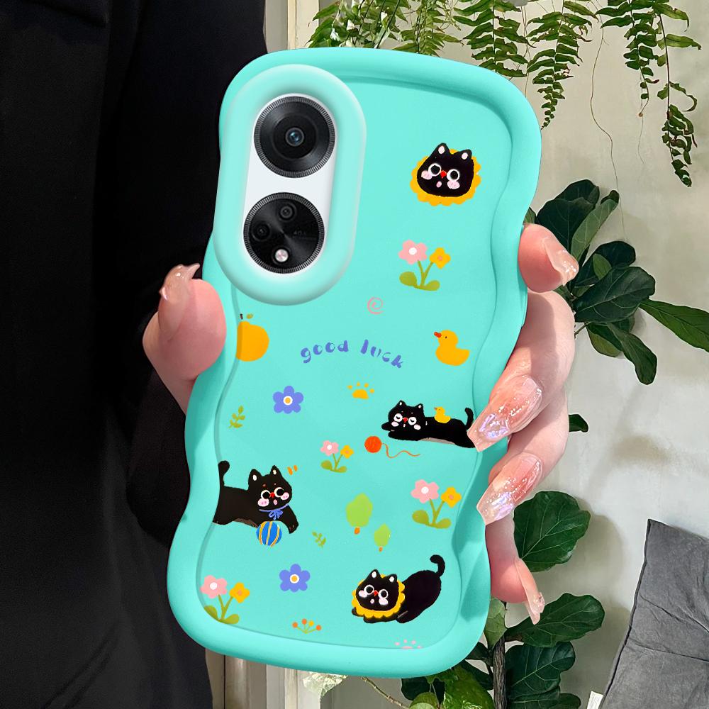 

Окрашенный узор Big Wave Edge Мягкий силиконовый материал Macaron чехол для телефона противоударный защитный резиновый чехол для OPPO Reno Realme Realme Narzo N65 5G синий