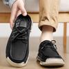Men's Summer New Large Size Slip-On Driving Shoes Outdoor Genuine Leather Breathable Rubber Sole Square Toe Bean Bean Shoes