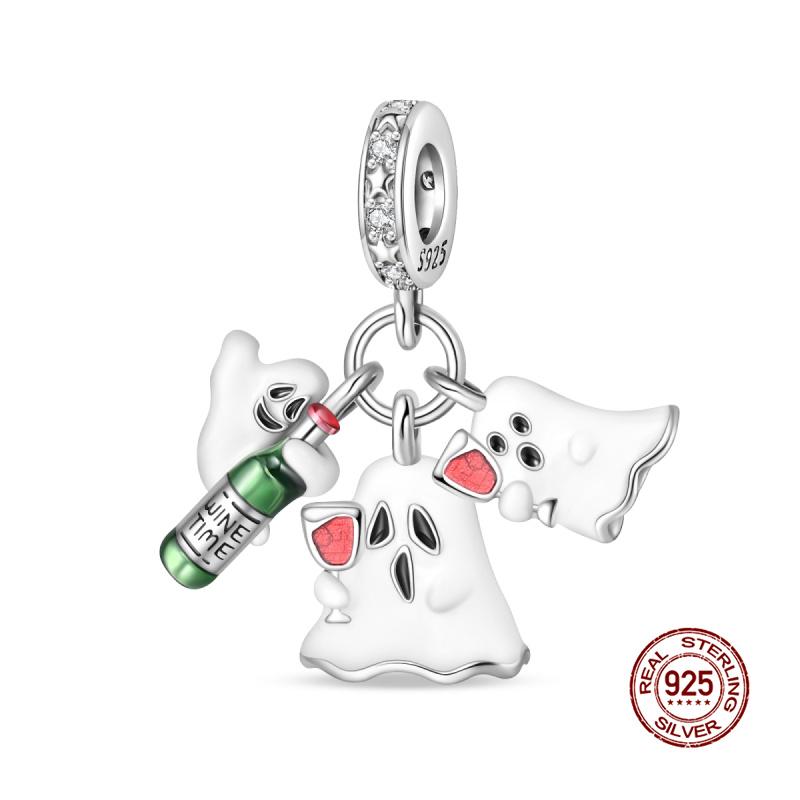 Original Charms Copper Halloween Series & Flying Witch Pendant Charms Fits 3Mm Original Bracelet For Women Diy Jewelry Gifts