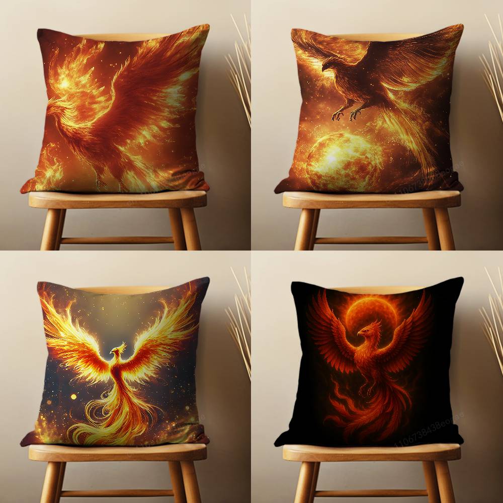 Myth Art Flame Phoenixs Throw Pillow Case Living Room Sofa Cushion Cover For Home Bedroom Decoration And Protector