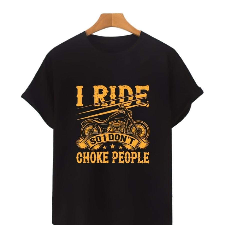 Printed with Retro Motorcycle Patterns Casual Cotton Shortsleeved Mens Printed Tshirt