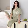 [Soft] Pajamas women's summer pure cotton short-sleeved cropped pants thin summer Korean version summer loungewear set