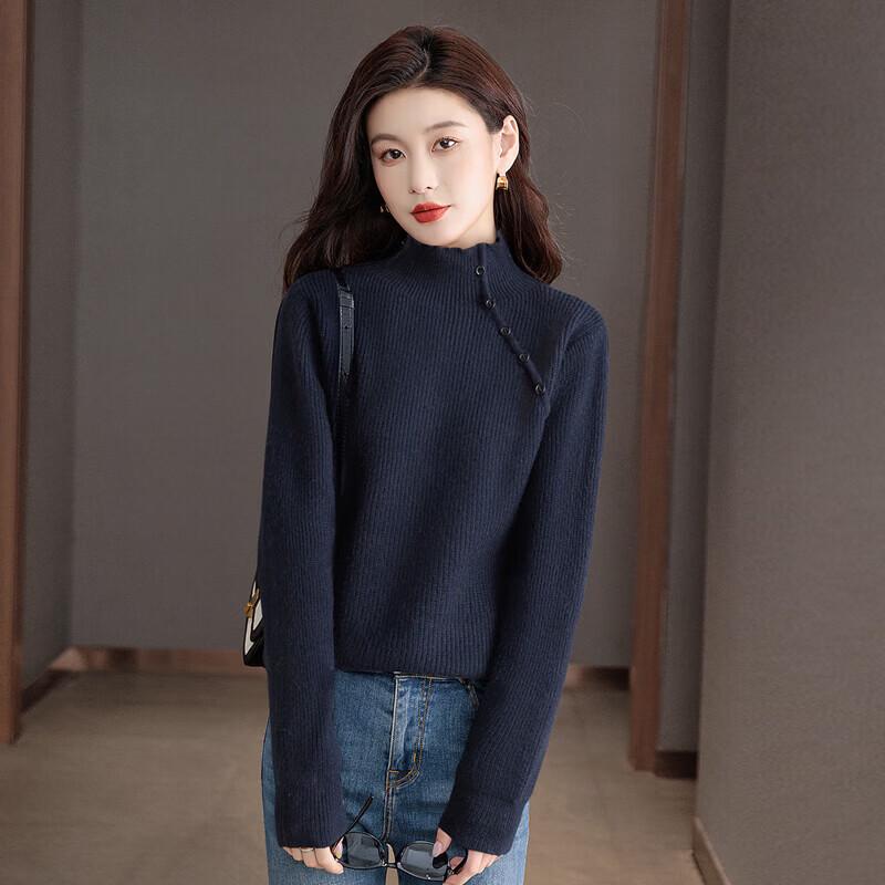 

Women s Solid Turtleneck Button Detail Sweater One Size
