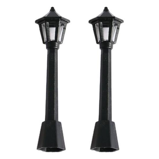 

2Pcs Doll House Lamp Simple Lovely Smooth Dollhouse Lawn Light for Entertainment чёрный