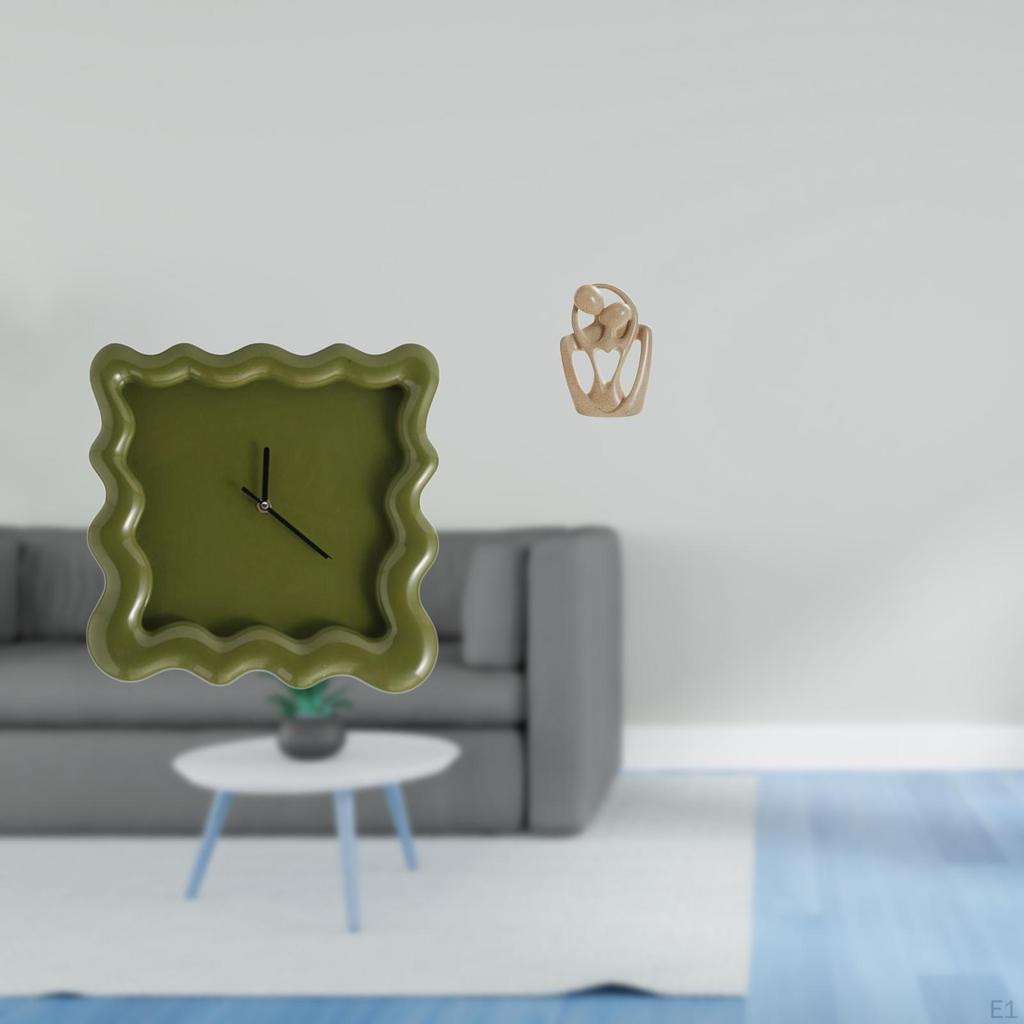 Silent Abstract Couple Wall Clock Resin Sculpture Ornament for Kitchen Bathroom Farmhouse Study