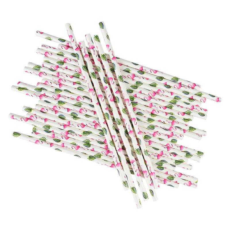50PCS Hawaiian Party Umbrella Drink Straws Flamingo Juice Cocktail Disposable Straw Tropical Luau Birthday Party Decor Supplies