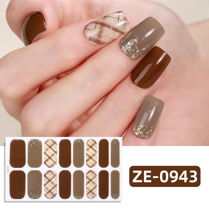New Maple Leaf Pink Hot Stamped Gold Nail Stickers 3D Ombre Grass Fresh Style Nail Stickers